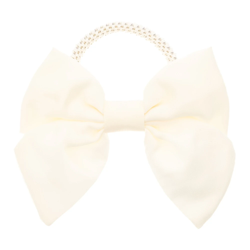 Satin BOW Hair TIE OFF White