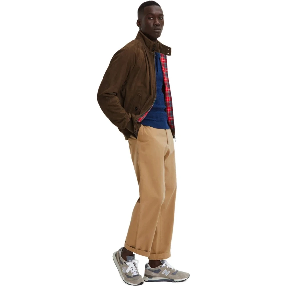 Baracuta Suede Dark Olive Bomber Jacket Brown Heren