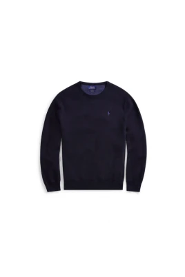 Navy Heather Pima Cotton Rundhals Tröja