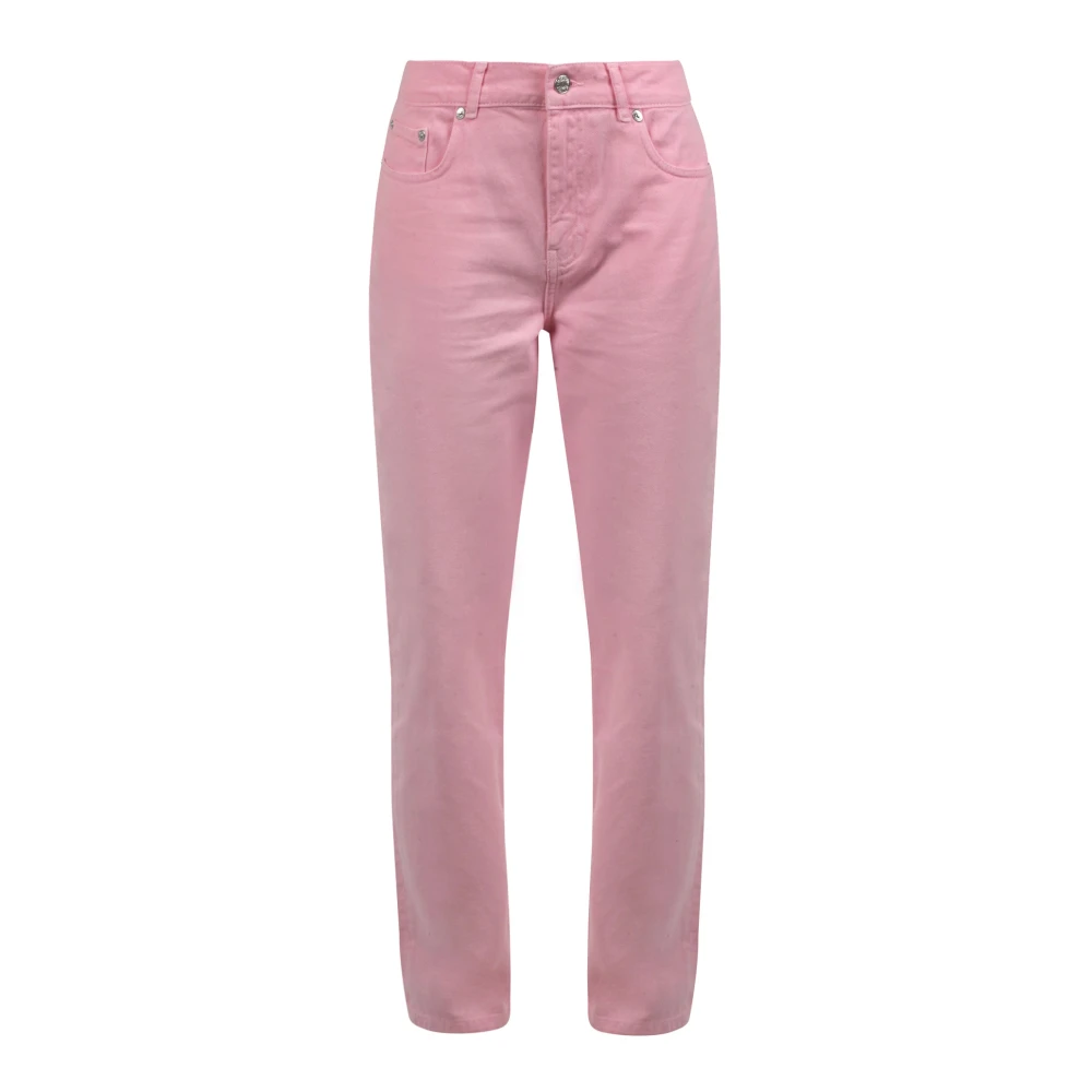 Moschino Denim katoenen broek met hartzak Pink Dames