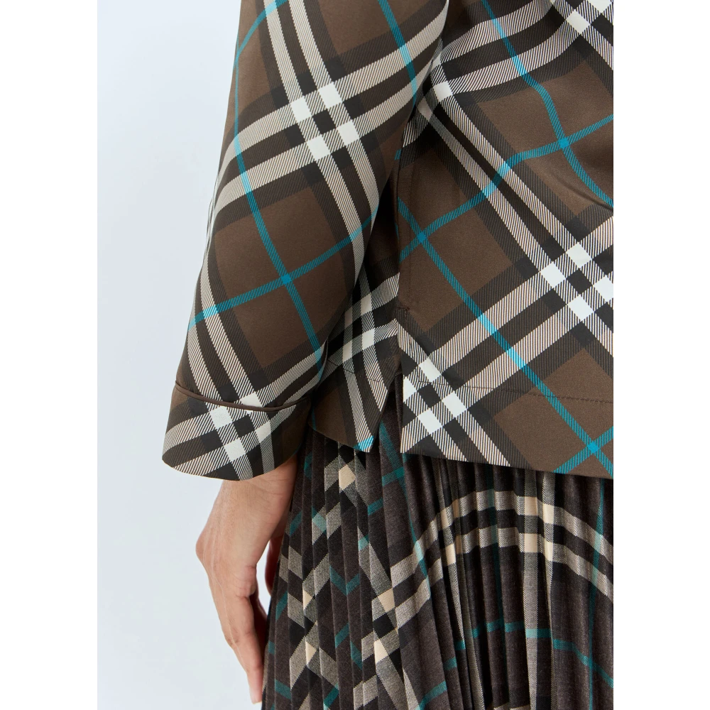 Burberry Zijden Pyjama Shirt Klassieke Kraag Green Dames