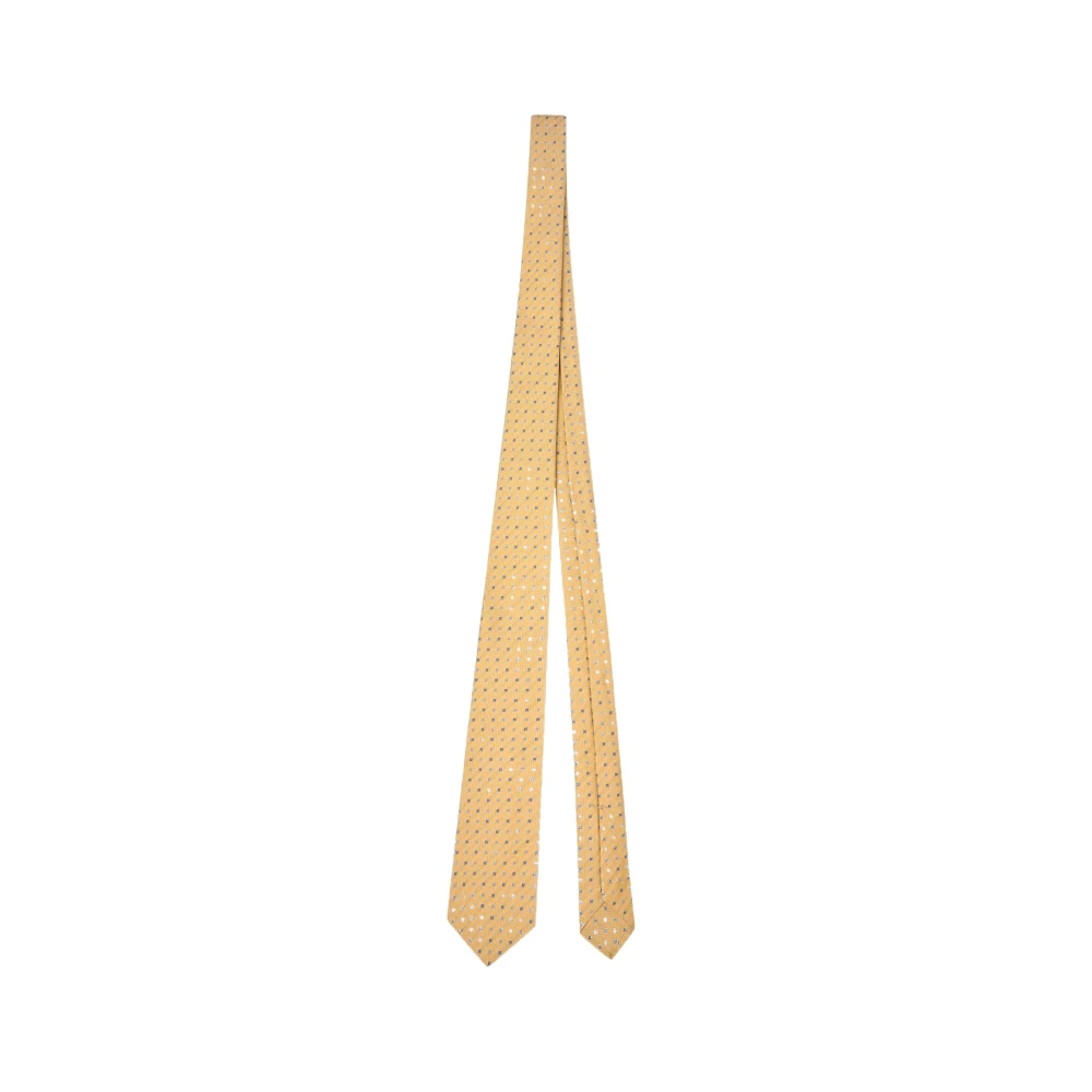 Kiton Handgemaakte Micro Bloe Zijden Stropdas Yellow Unisex