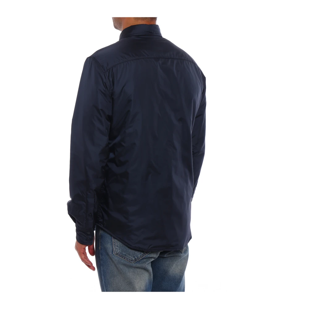 Aspesi Militaire Stijl Nylon Overhemd Blue Heren