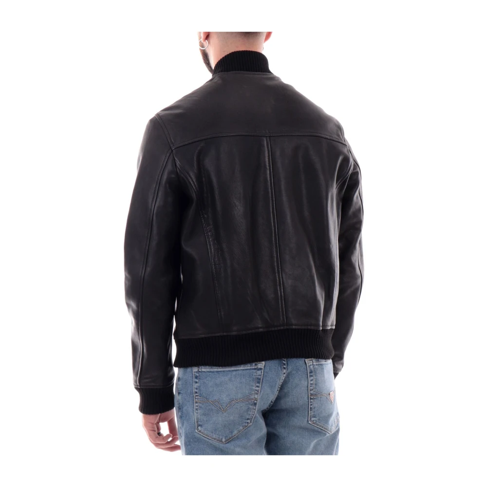 Roy Roger's Vintage Zwarte Leren Bomberjack Black Heren