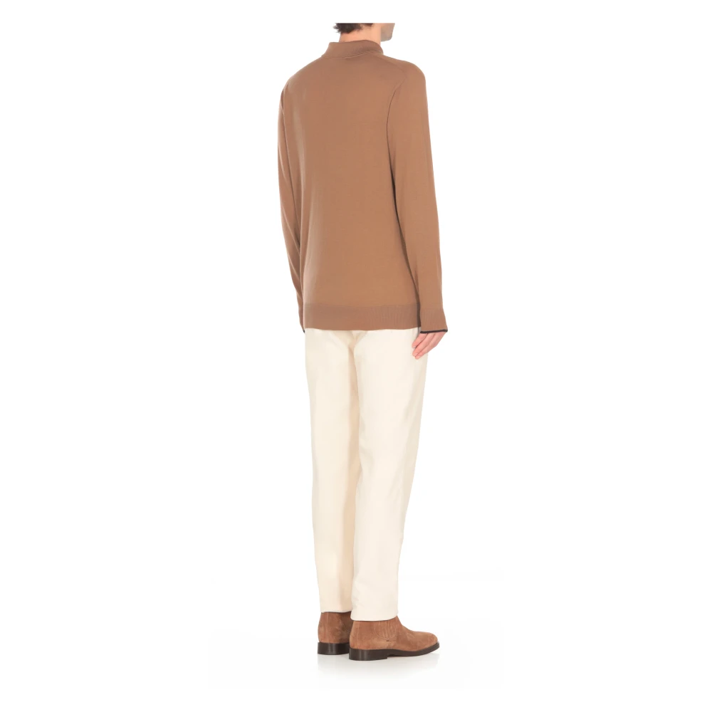 PESERICO Bruine Wollen Polotrui Brown Heren