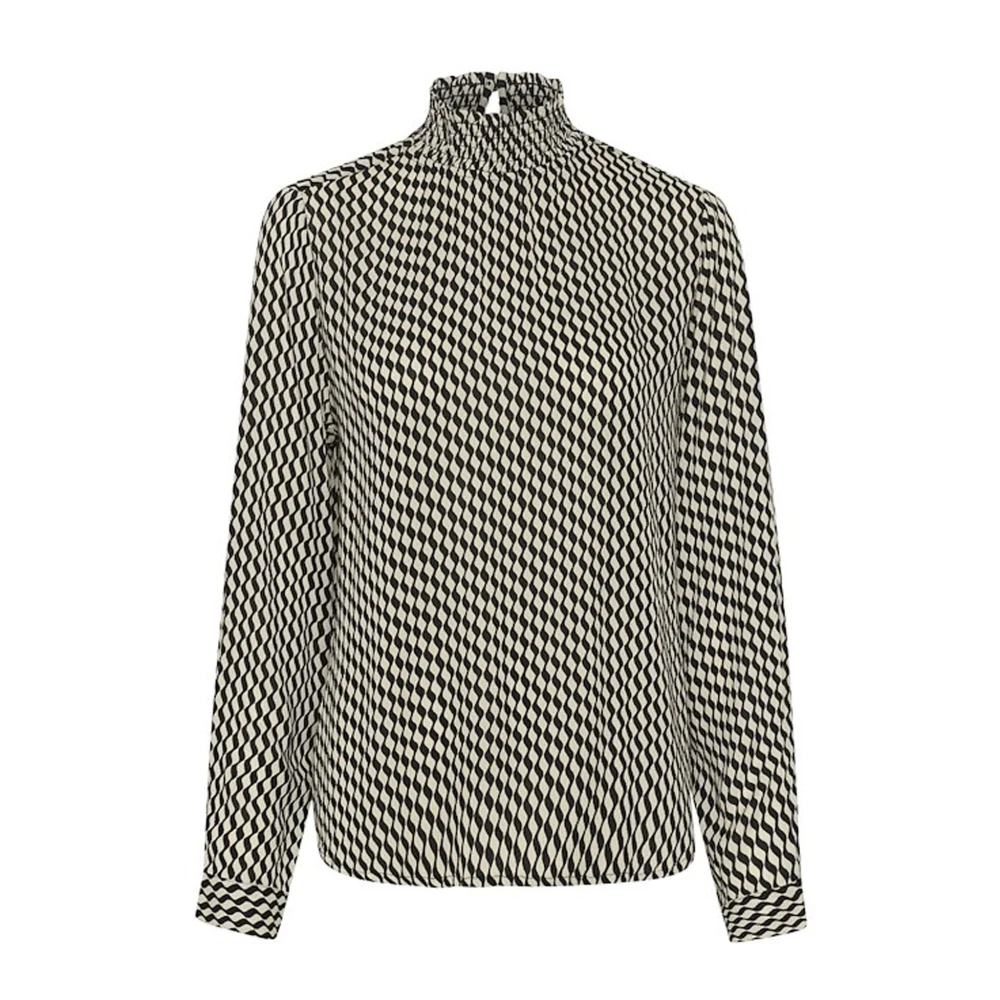 Kaffe Golvend Print Smock Blouse Top Multicolor Dames