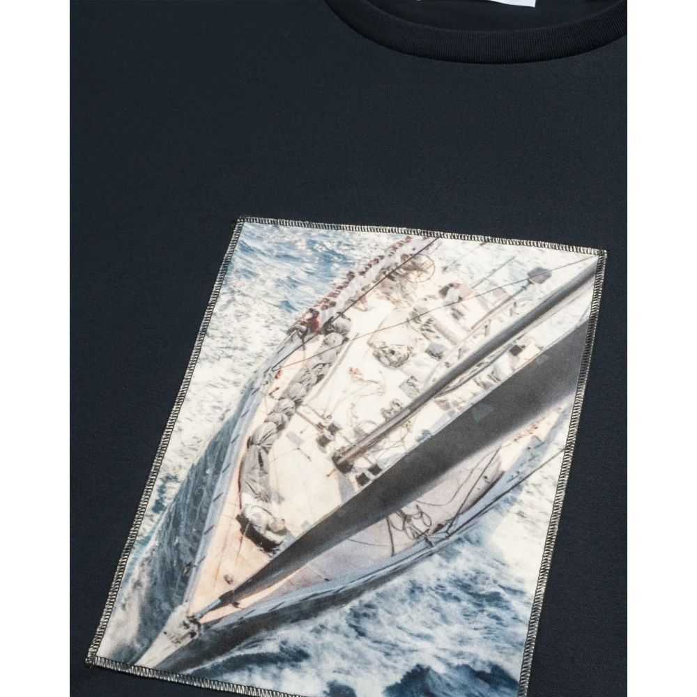 Bastille Blauw Marine Front Print Zeil T-Shirt Blue Heren