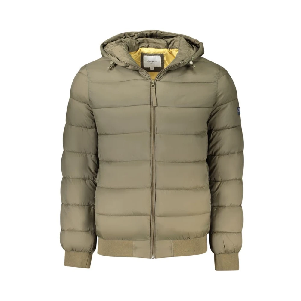Pepe Jeans Men's Green Winter Jackets, M, Brown Hooded Jacket With Pockets & Logo