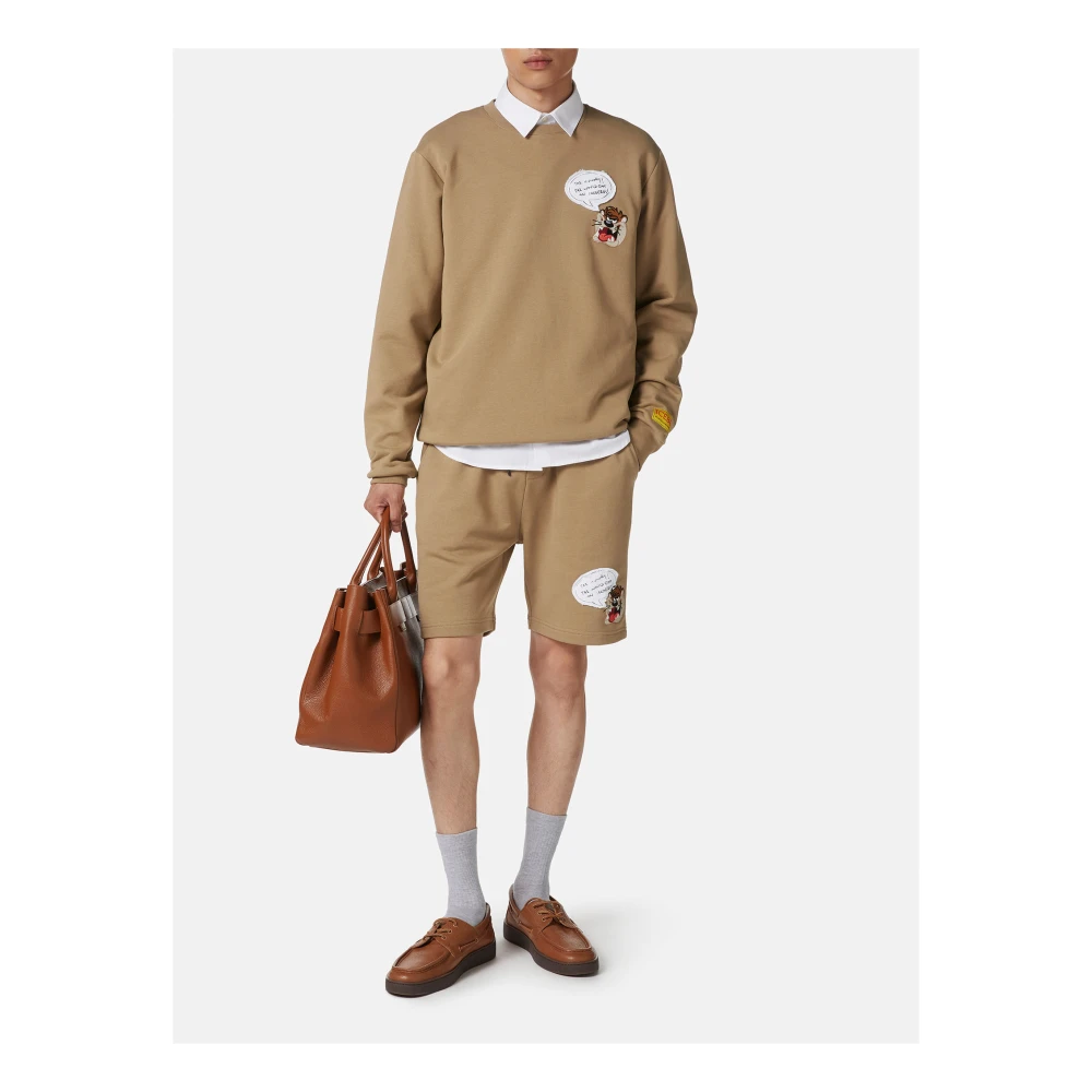 Iceberg Klassieke regular fit ronde hals moddergekleurde sweatshirt met Looney Tunes detail Green Heren