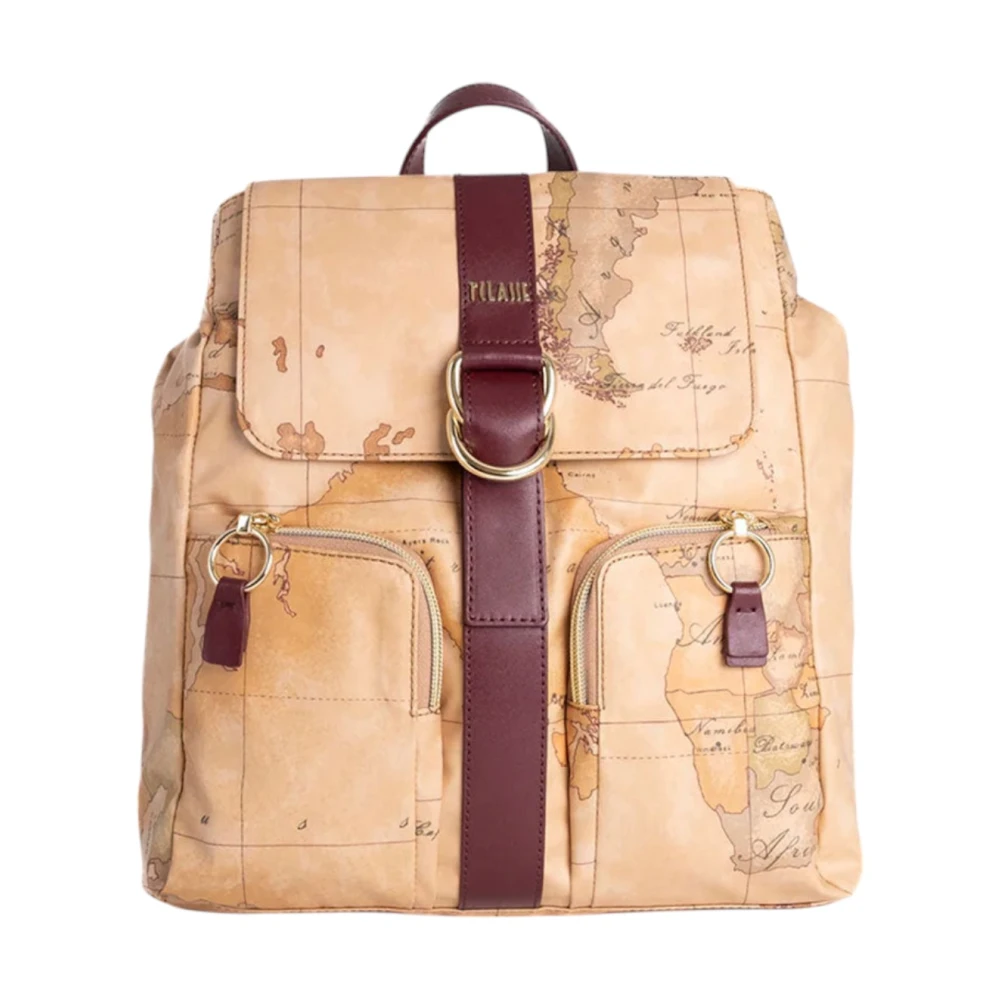 Alviero Martini 1a Classe Burgundy Geo Classic Rugzak Beige Dames