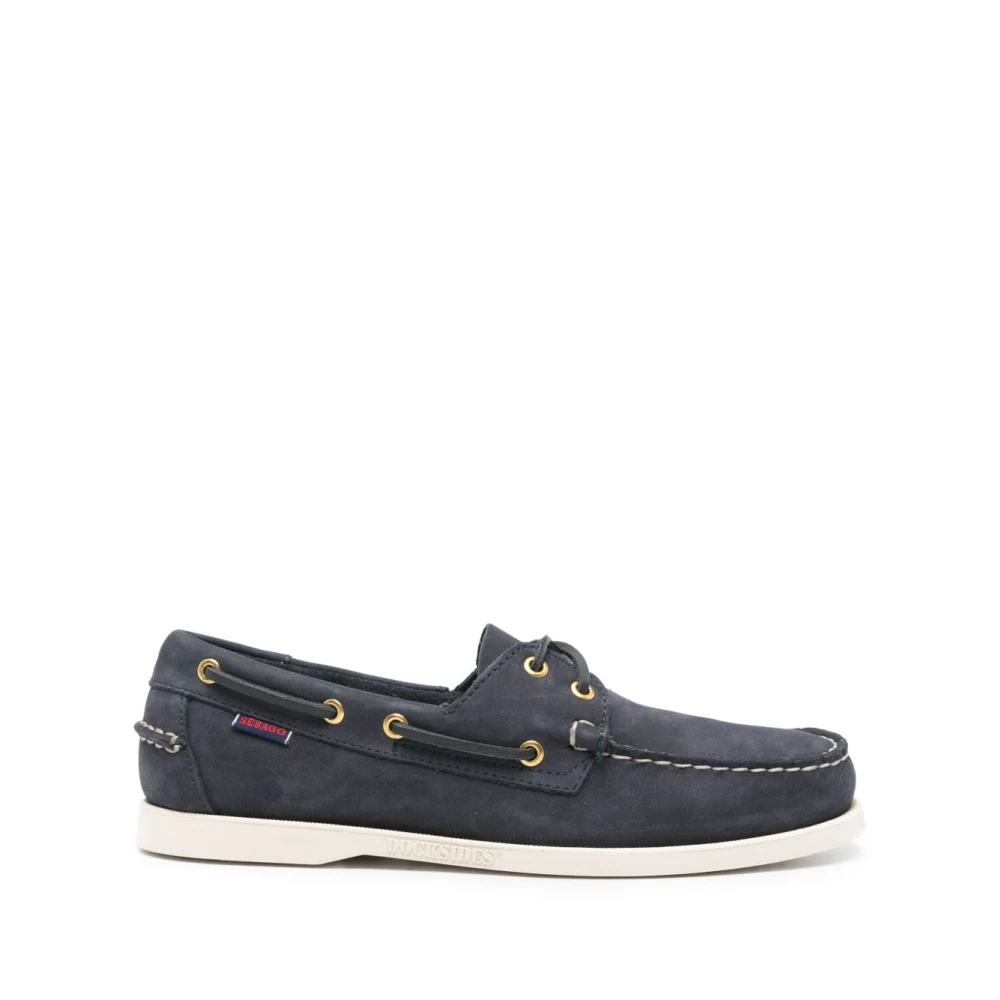 Sebago Blue Boat Shoes, Male, 8 1/2 Uk, Docksides Portland Nubuck