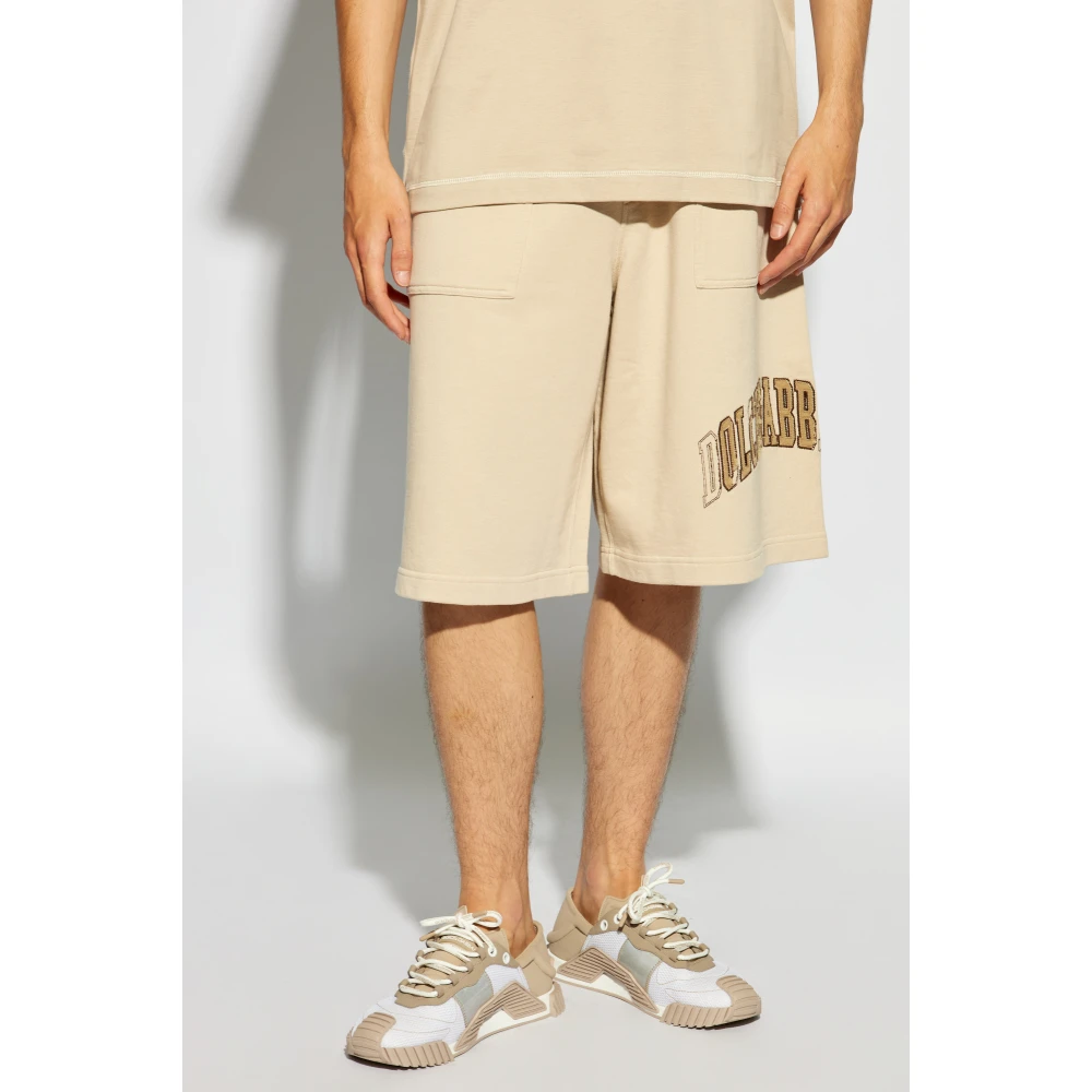 Dolce & Gabbana Shorts met logo Beige Heren