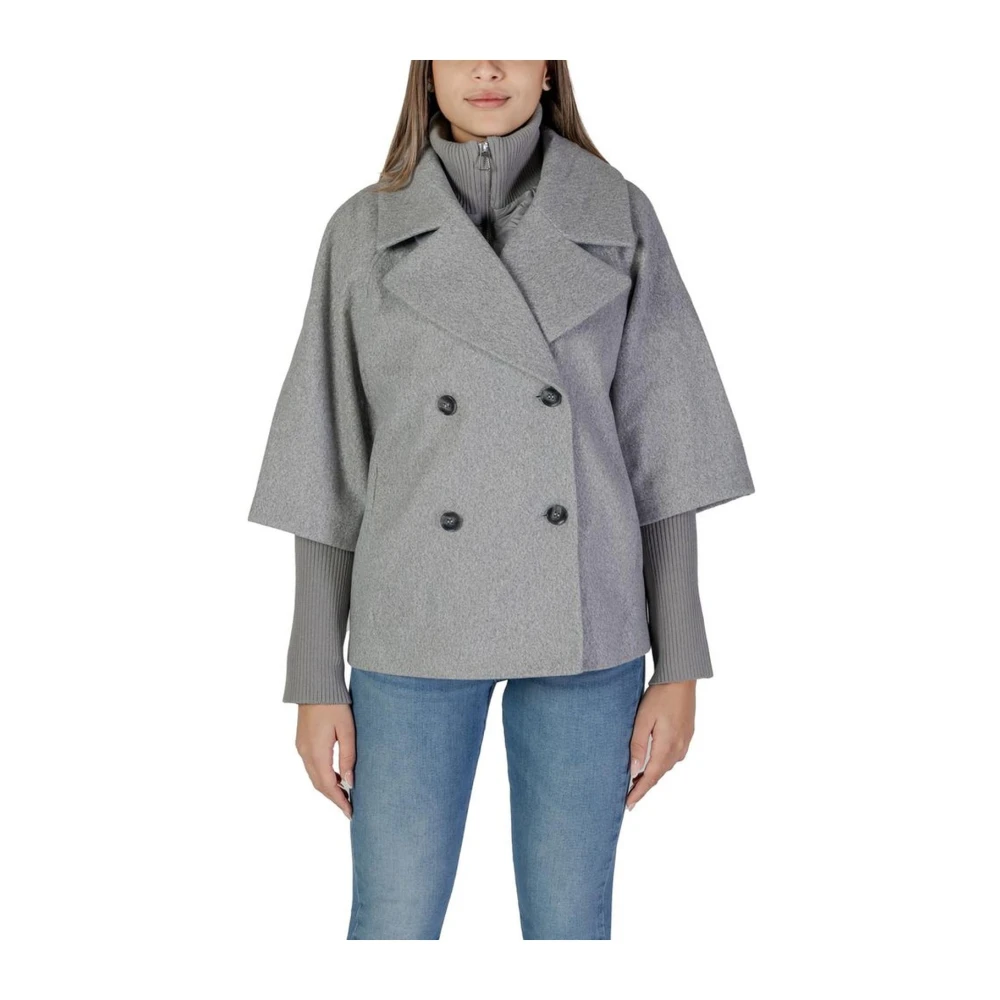 Jacqueline de Yong Grijze Polyester Herfst Winter Damesjas Gray Dames