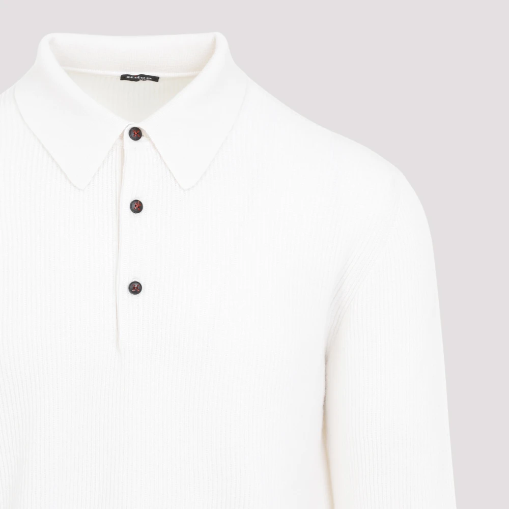 Kiton Bianco Gebreide Polo White Heren