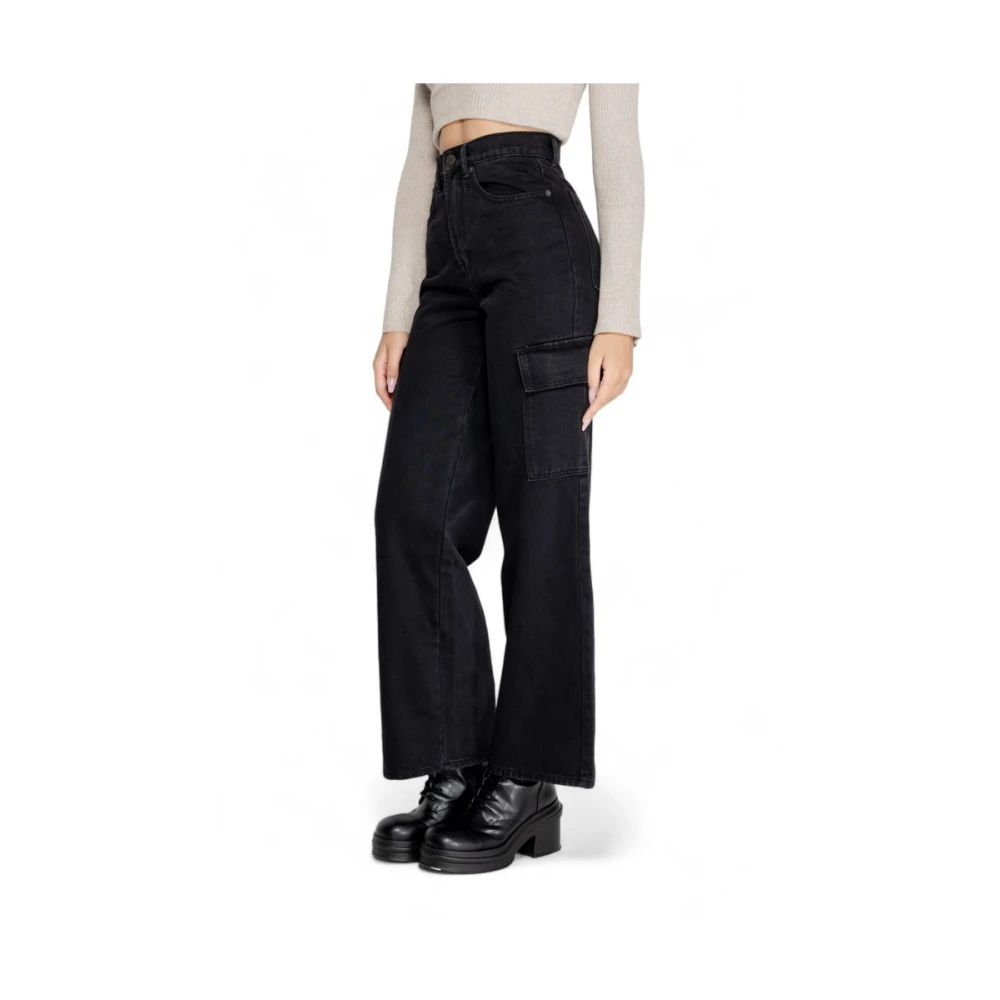 Only Zwarte Katoenen Jeans & Broeken Collectie Black Dames