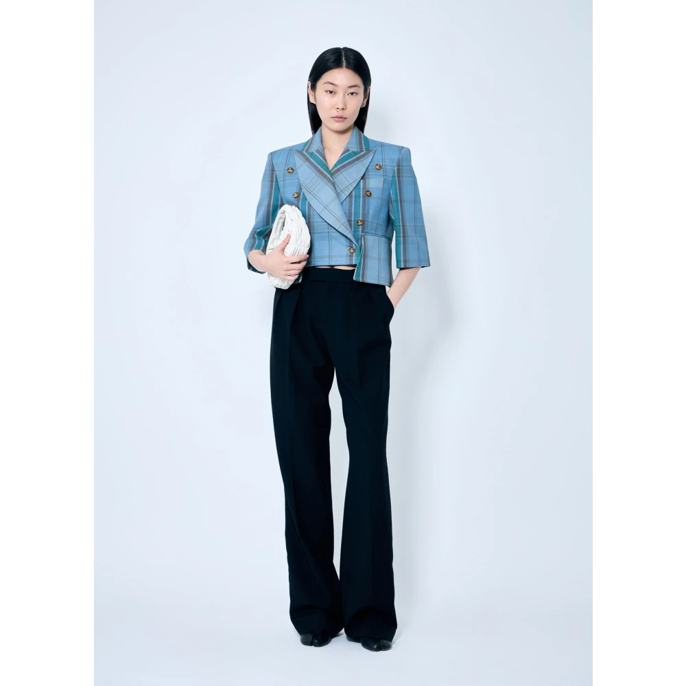 Vivienne Westwood Linnen Blend Blazer met Korte Mouwen Blue Dames