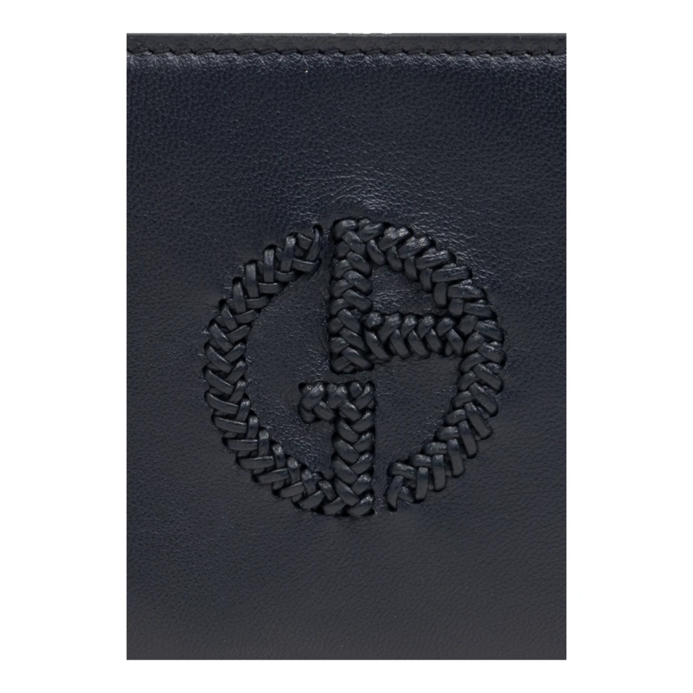 Giorgio Armani Leren portemonnee met logo Blue Heren