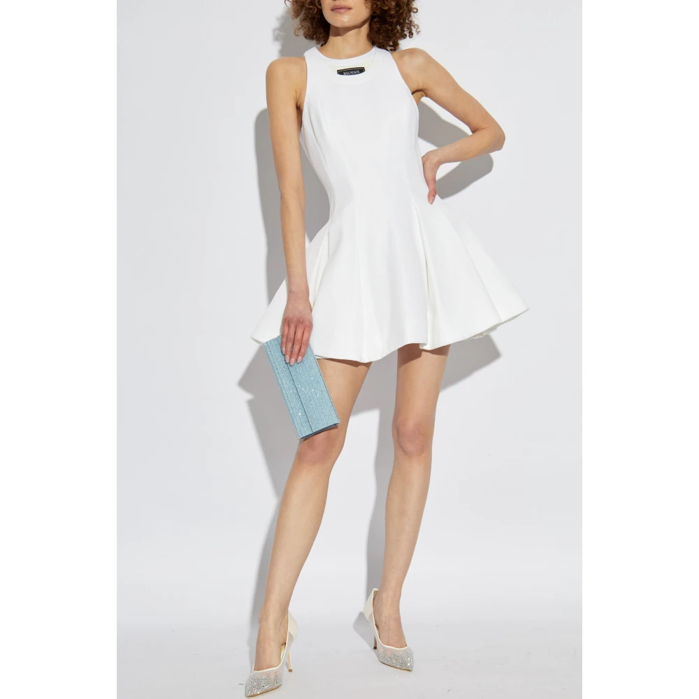 Balmain Geplooide jurk White Dames