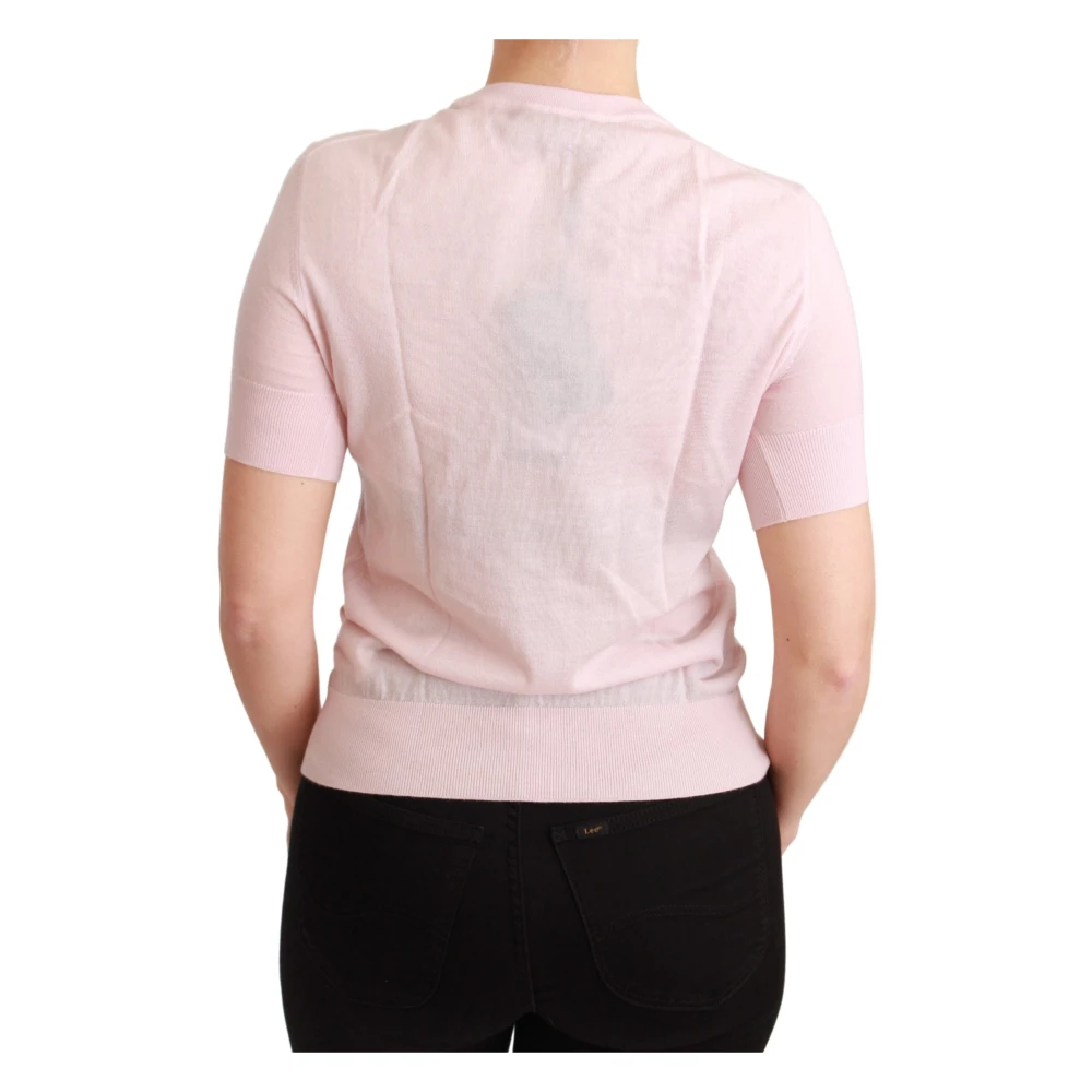 Dolce & Gabbana Roze Geborduurde Kasjmier Blouse Pink Dames
