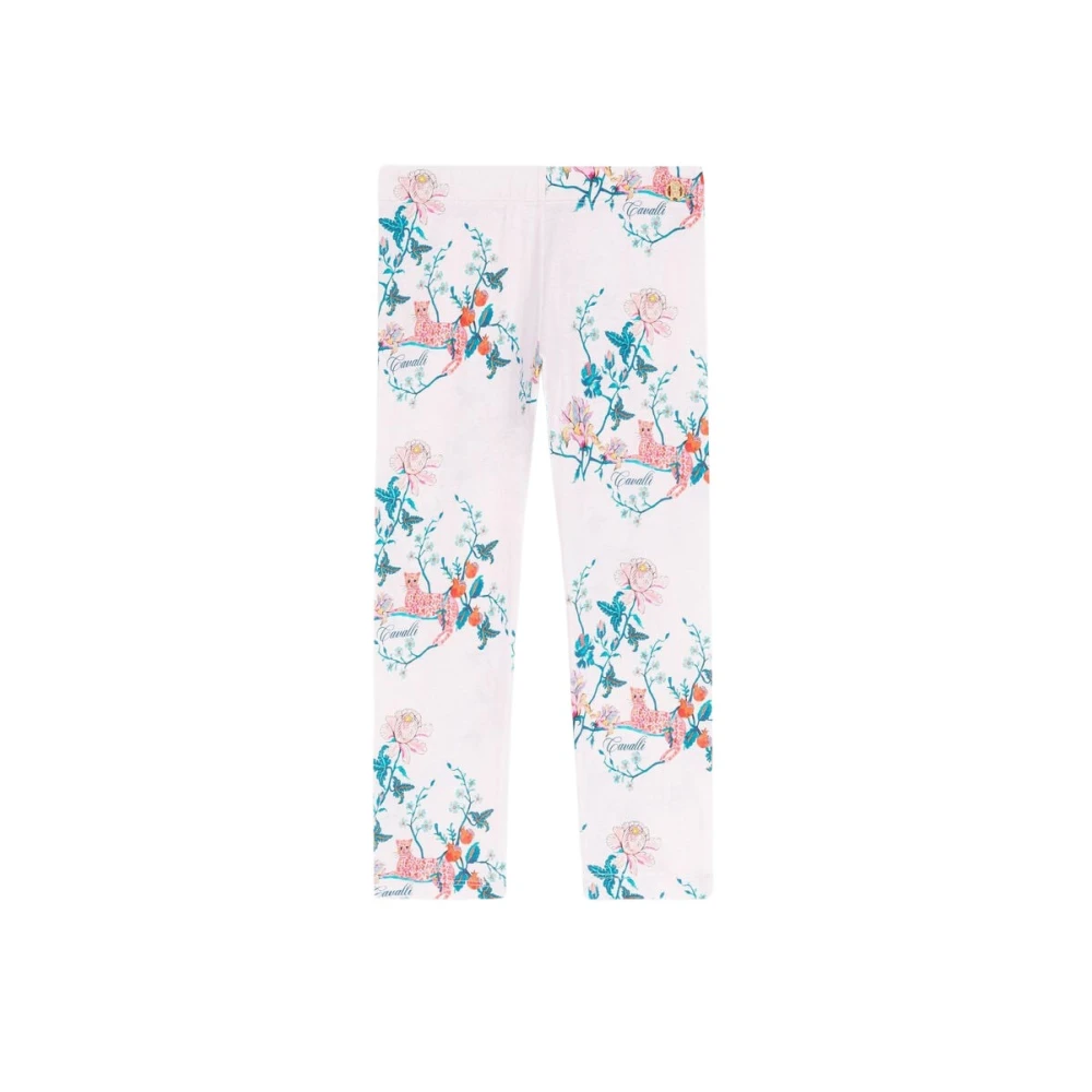 Roberto Cavalli Girls Multicolor Leggings, 4 Y, Floral-Print Cotton Leggings