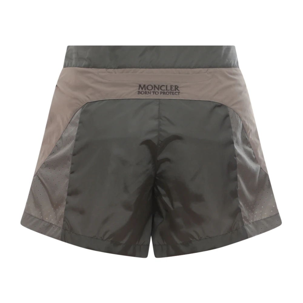 Moncler Nylon Shorts met Geborduurd Logo Green Dames