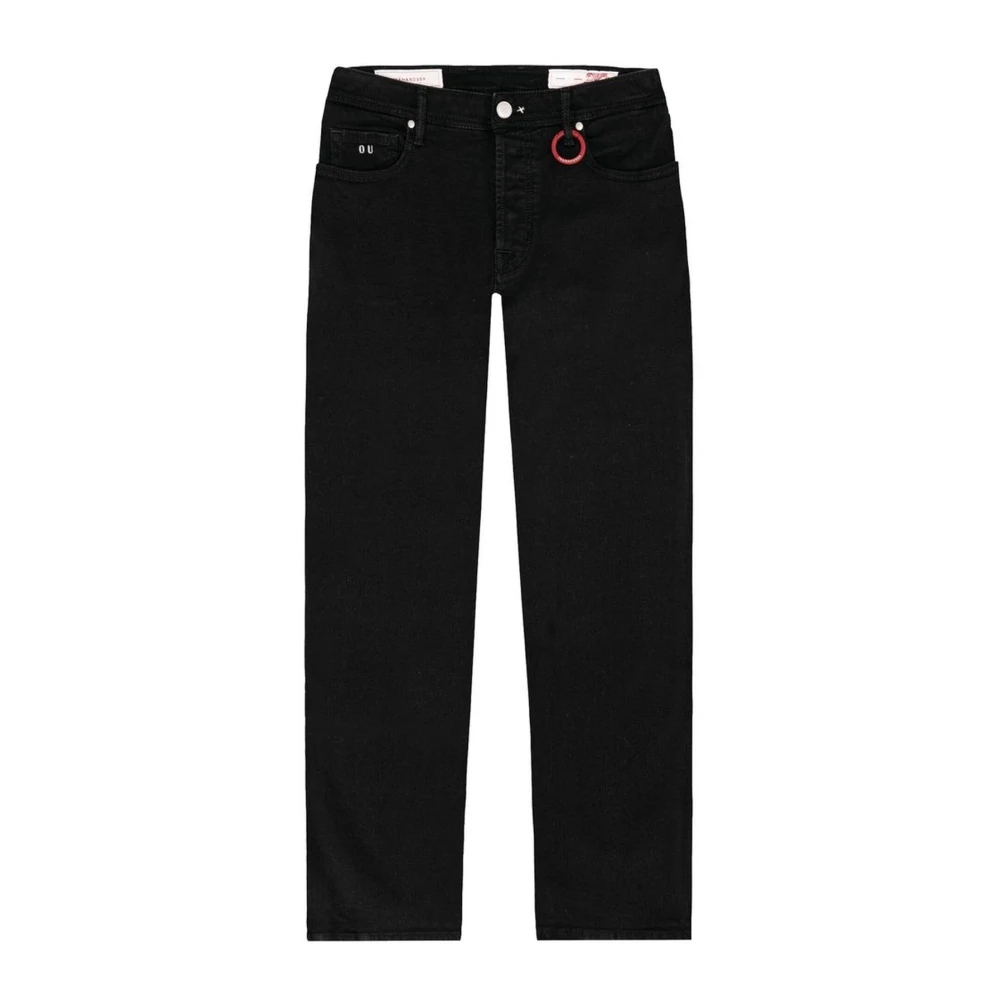 Tramarossa Zwarte katoenen jeans met paarse stiksels Black Heren