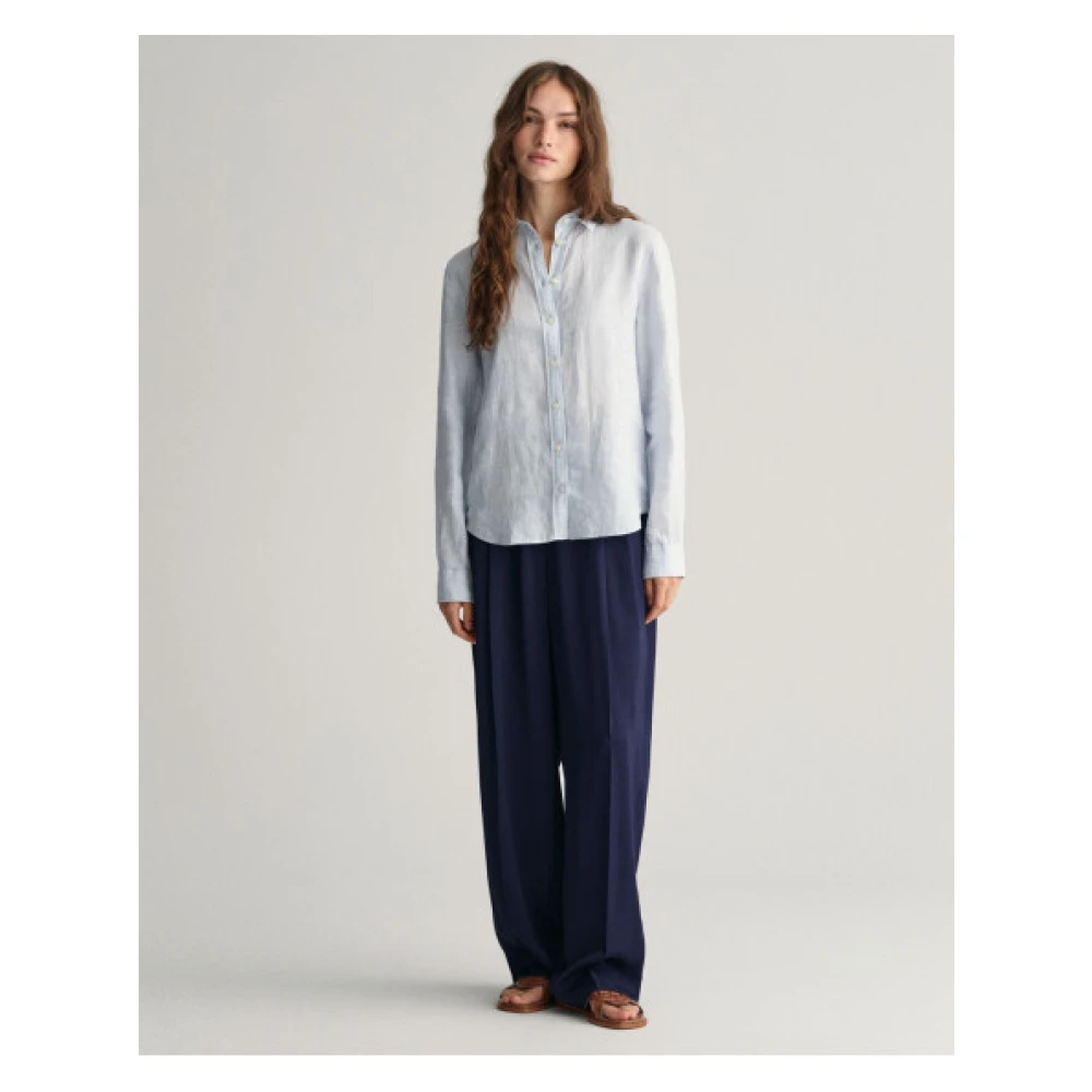 Gant Linnen Chambray Overhemd Blue Dames