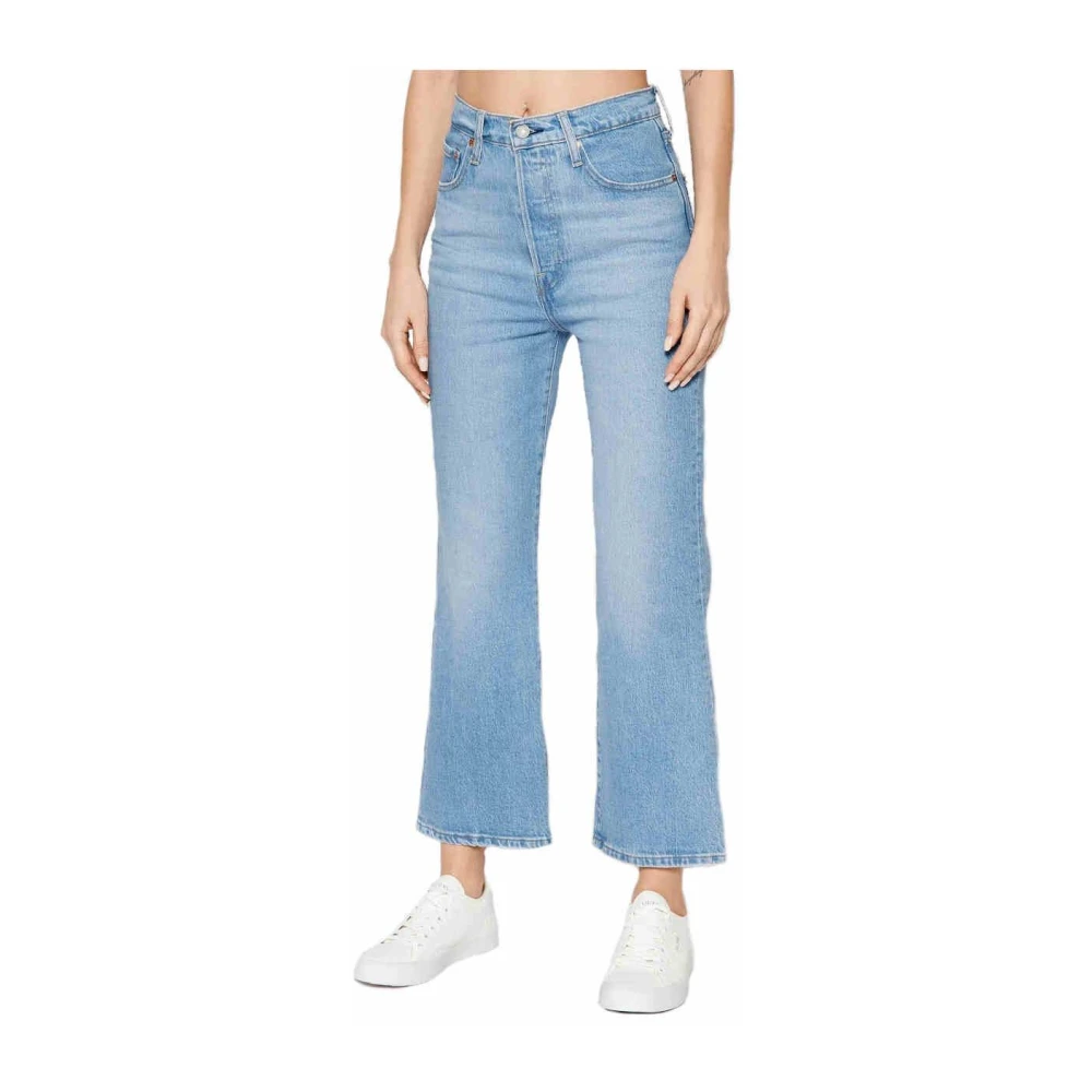 Levi's Women's Blue Cropped Ribcage Trousers - Cropped Jeans - W29 - Jeans