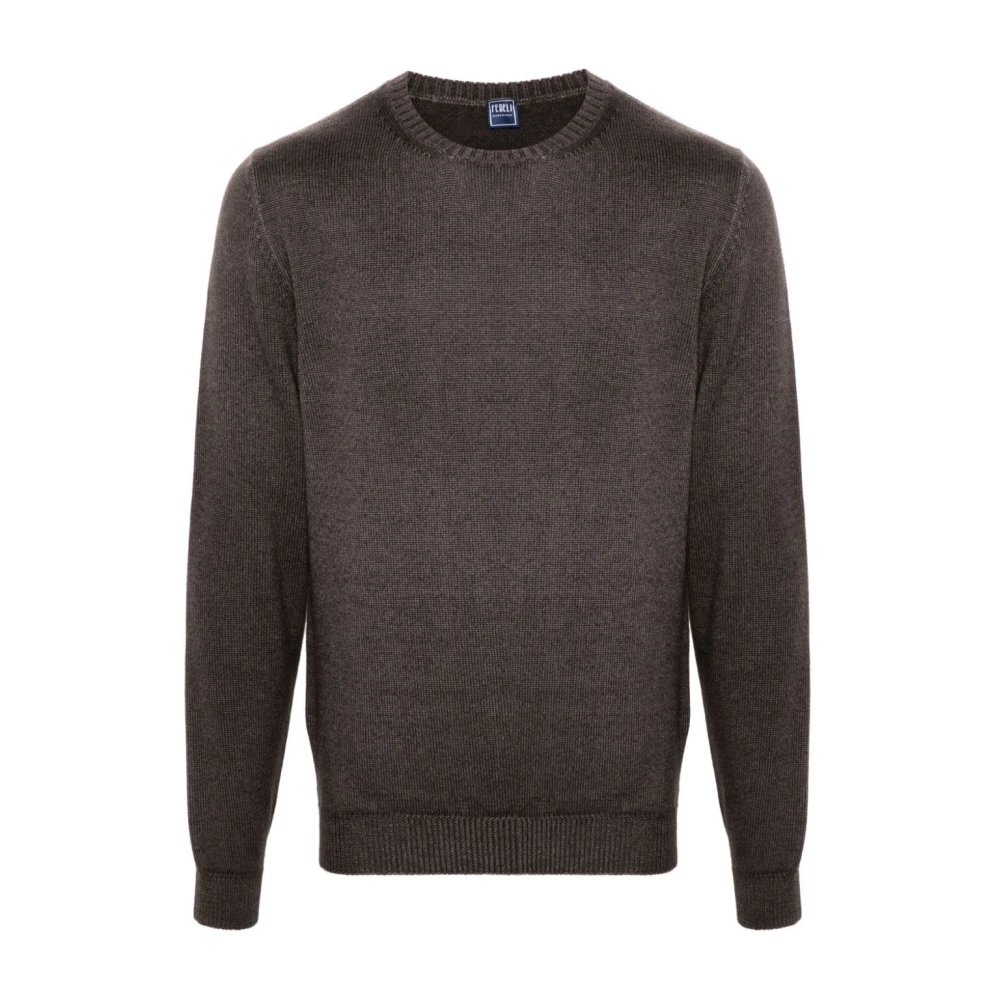 Fedeli Stijlvolle Girocollo Sweaters Brown Heren