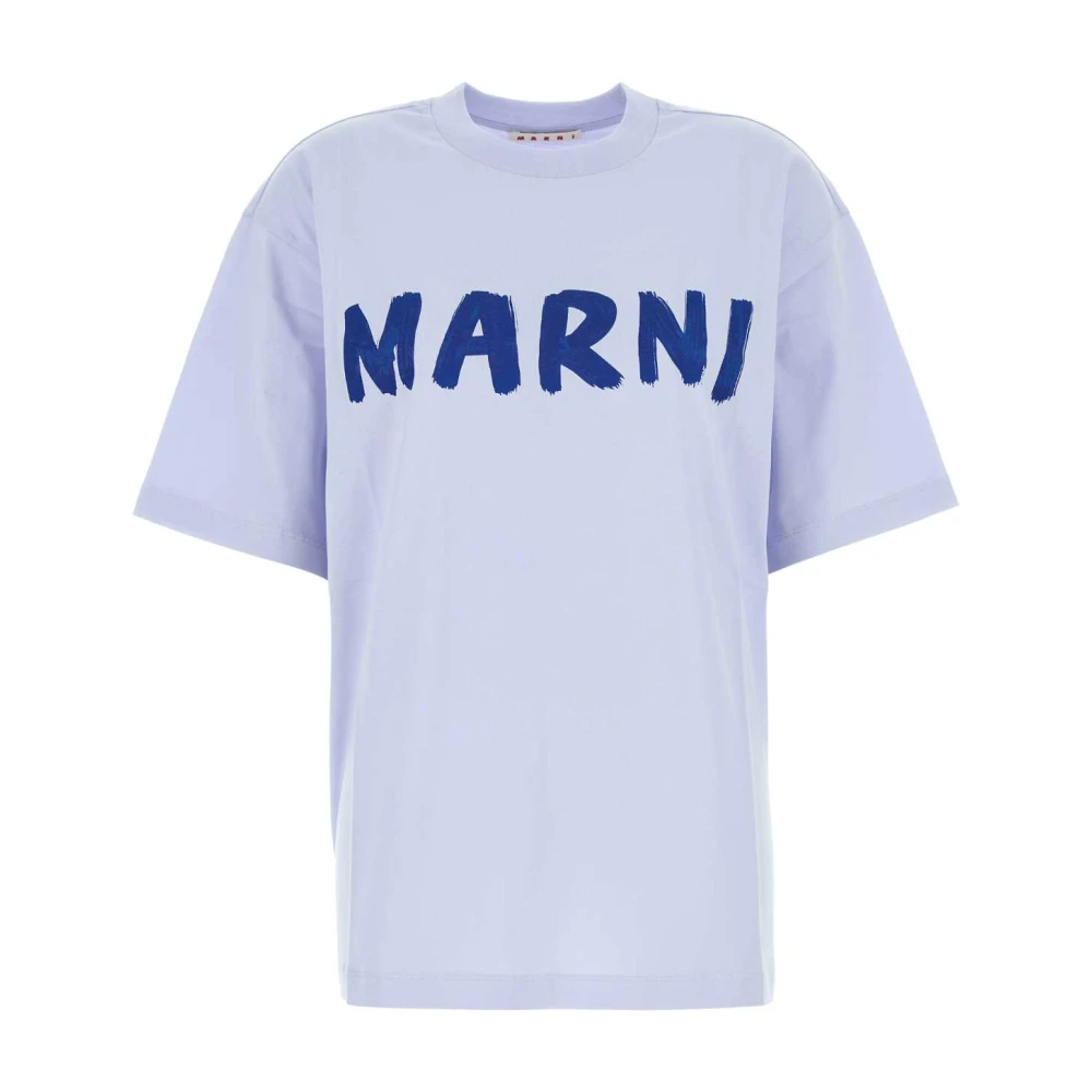 Marni Oversize Pulverblå Bomull T-shirt Blue, Dam