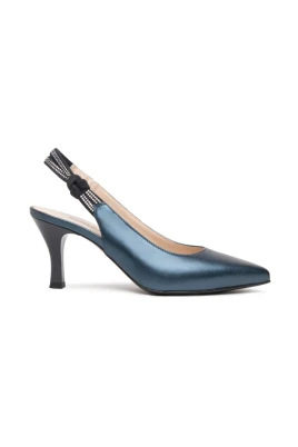 Blå Laminerad Slingback Sandaler