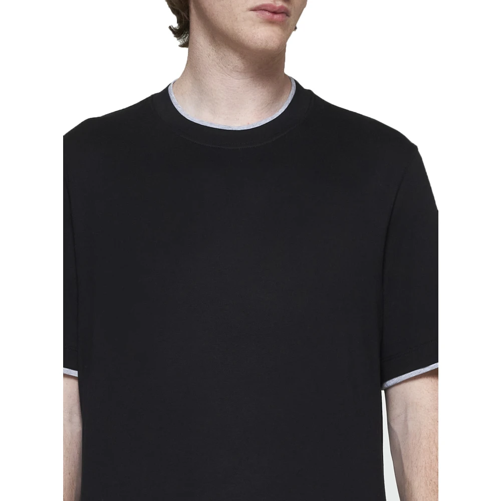 BRUNELLO CUCINELLI Zwart Katoen Crew Neck T-shirt Black Heren