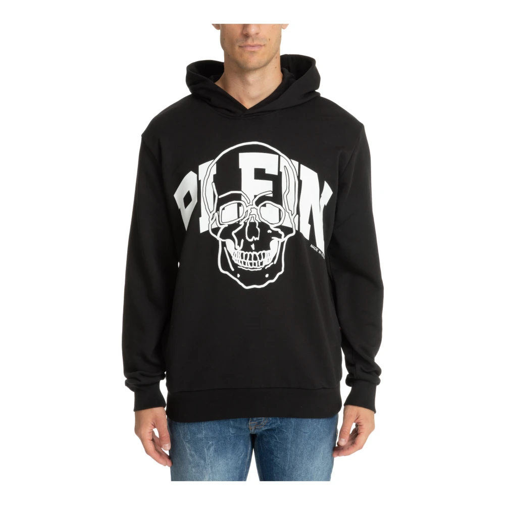 Philipp Plein Mönstrad Skull Hoodie med Logofickor Black, Herr