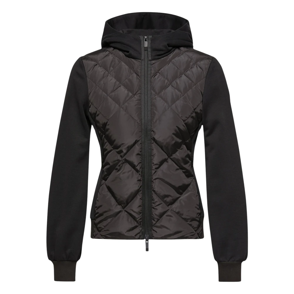 Moncler Cotton Fleece Padded Zip-Up Hoodie - Female - Light Jackets - Black - S - Jackets