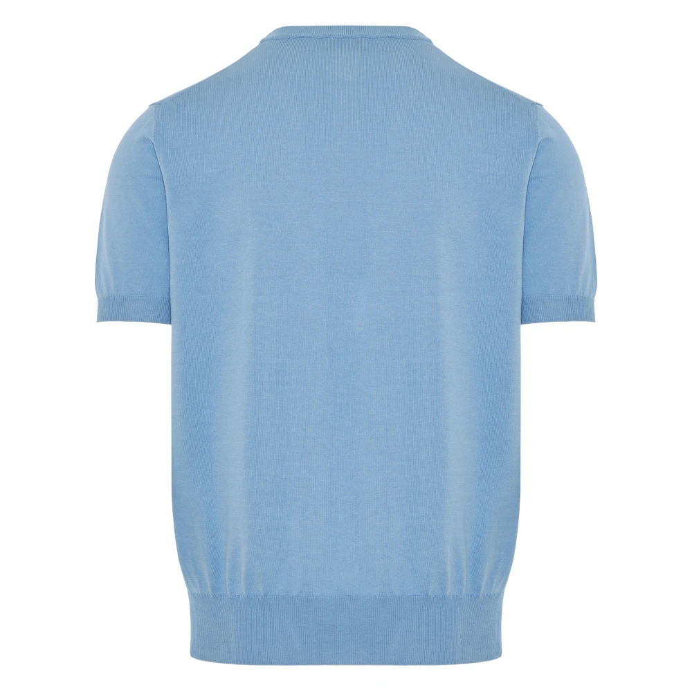 Canali Katoenen Gebreid T-shirt Gemaakt in Italië Blue Heren
