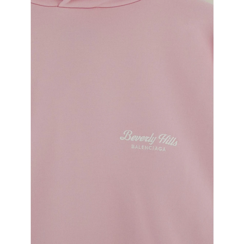 Balenciaga Katoenen Logo Hoodie Pink Dames
