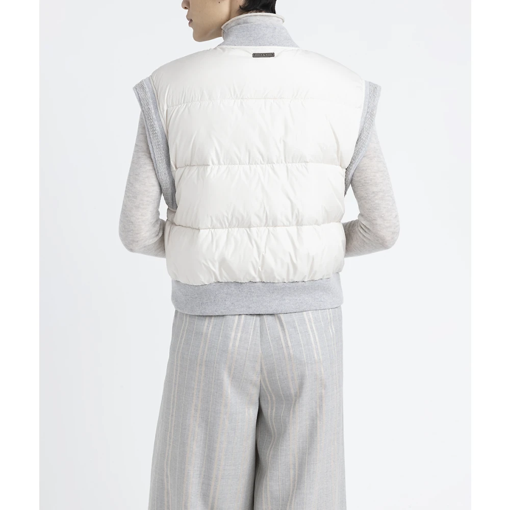 PESERICO Korte mouwloze donsjas met bomberhals Beige Dames