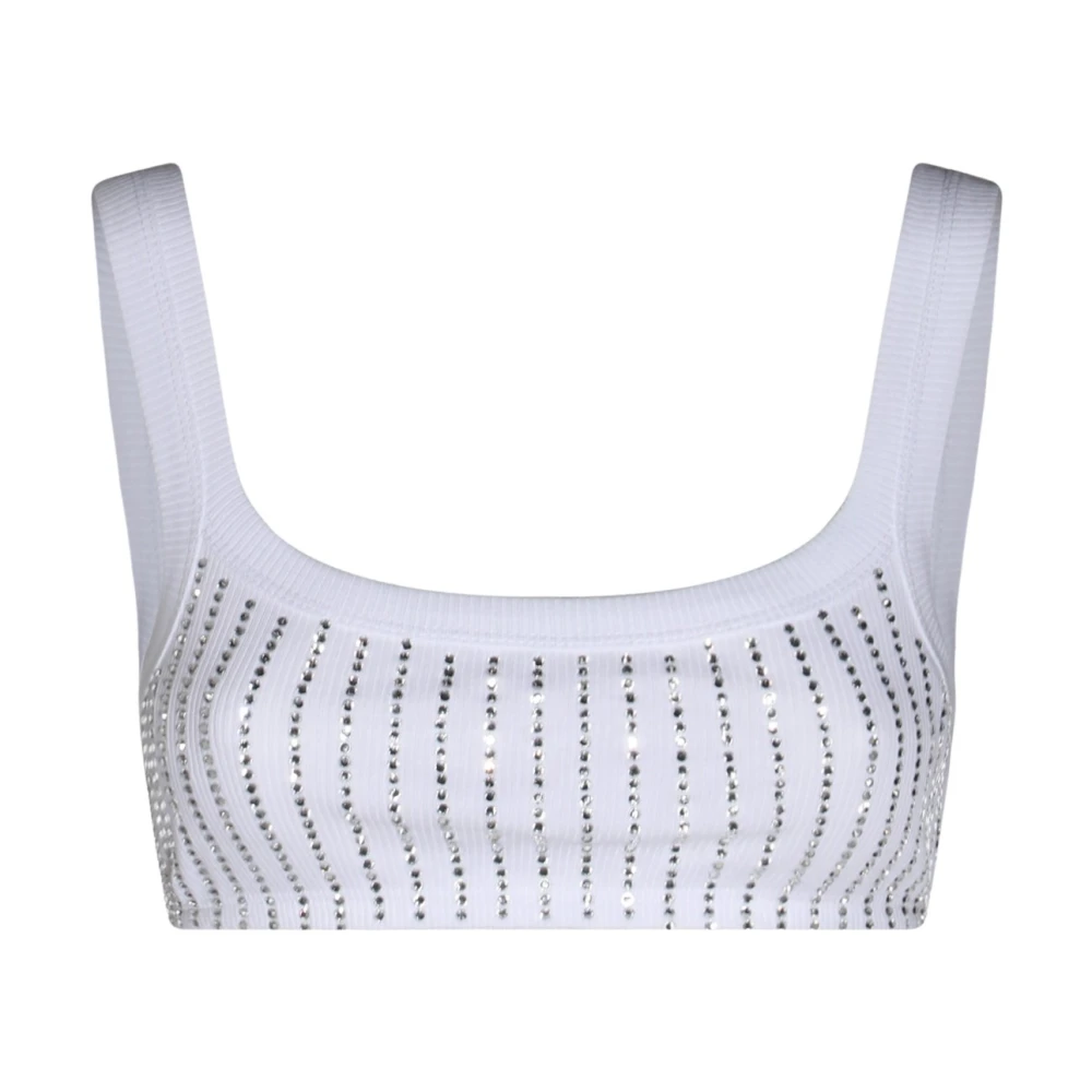 The Attico Witte Mouwloze Katoenen Ronde Hals Top White Dames
