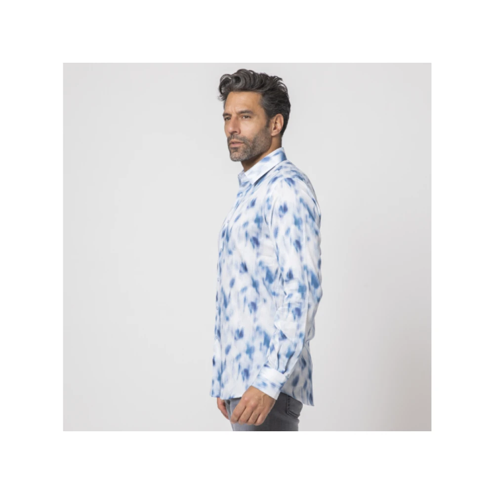Karl Lagerfeld Moderne witte shirt met blauwe tie-dye Multicolor Heren