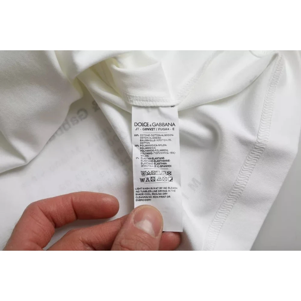 Dolce & Gabbana Rode Lippen Grafisch Wit T-Shirt Mannen White Heren