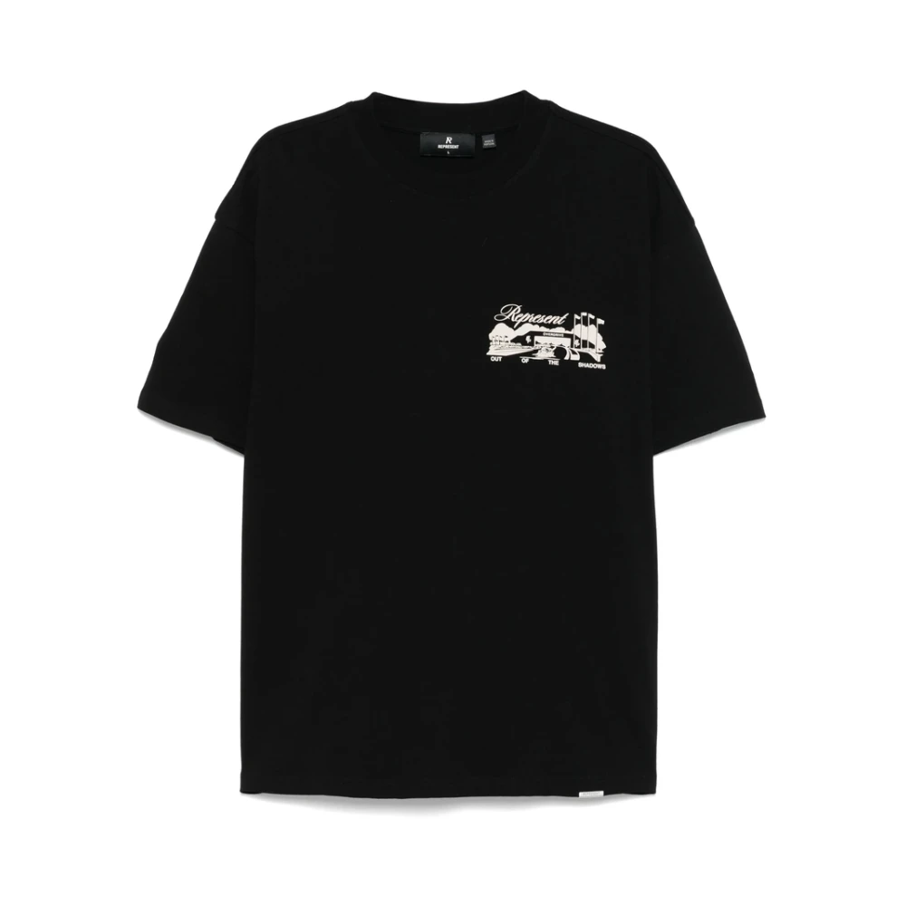 Represent Zwart Logo Print Crew Neck T-shirt Black Heren