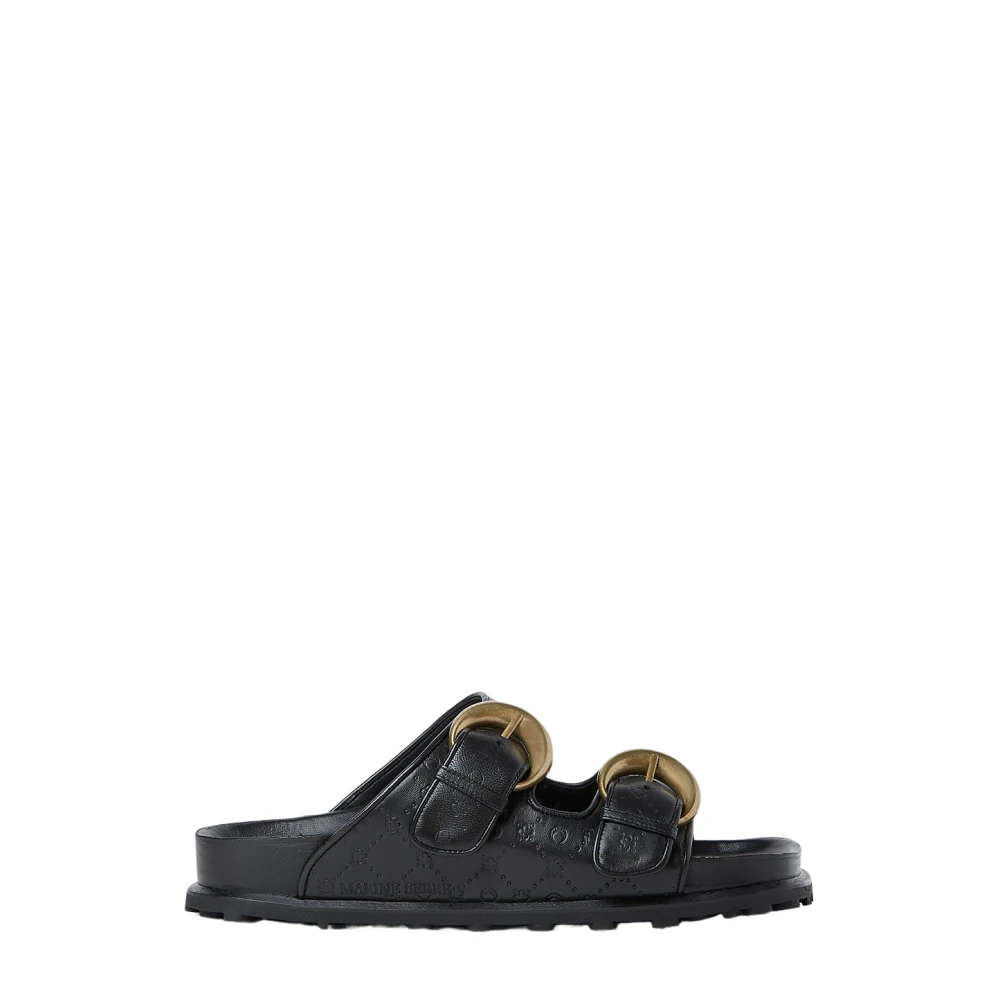 Marine Serre Gestempelde leren sandalen Black Dames