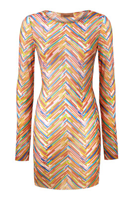 robe-longue-en-tulle-a-manches-longues-chevron-multicolore
