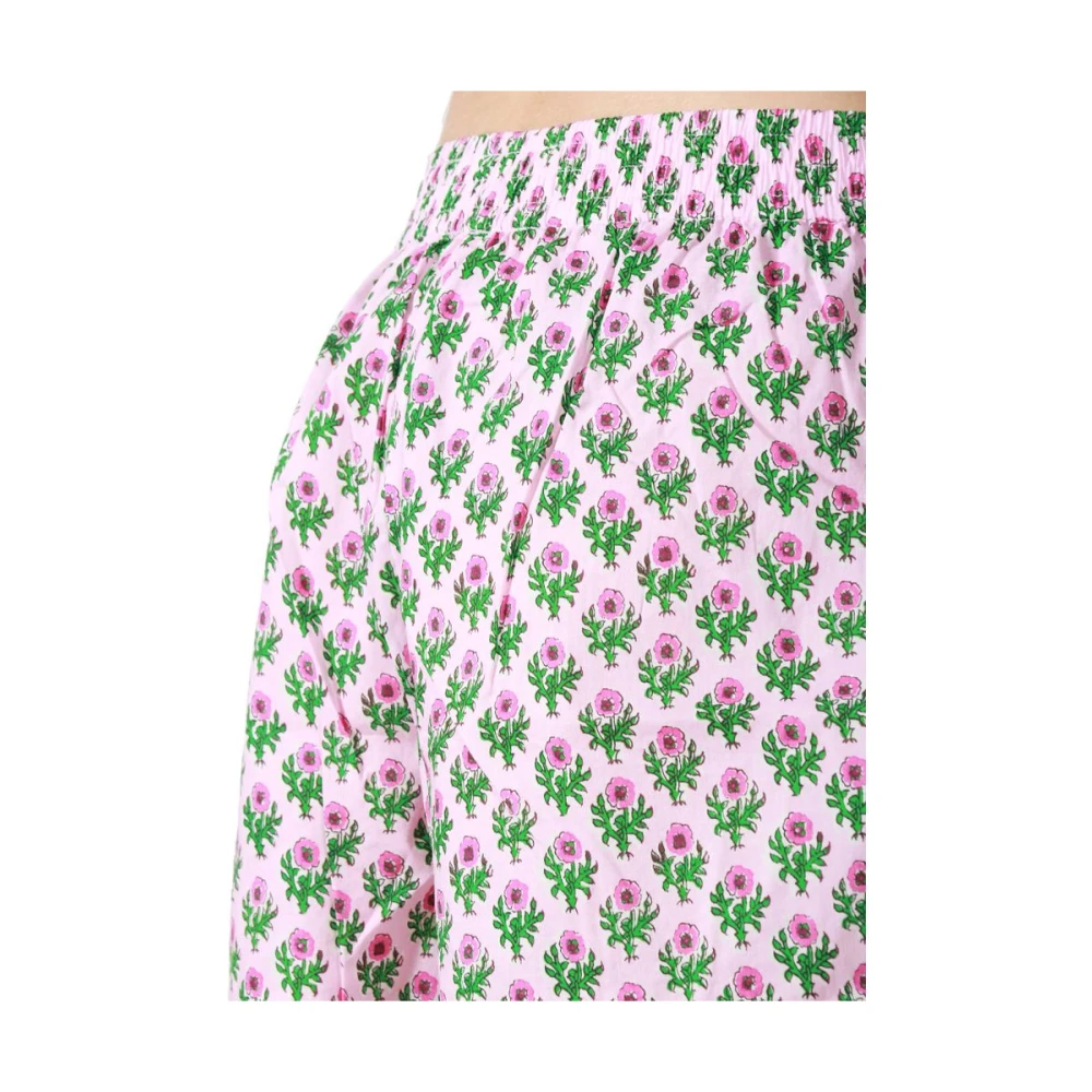 MC2 Saint Barth Bloemenkatoenen shorts roze elastische taille Multicolor Dames