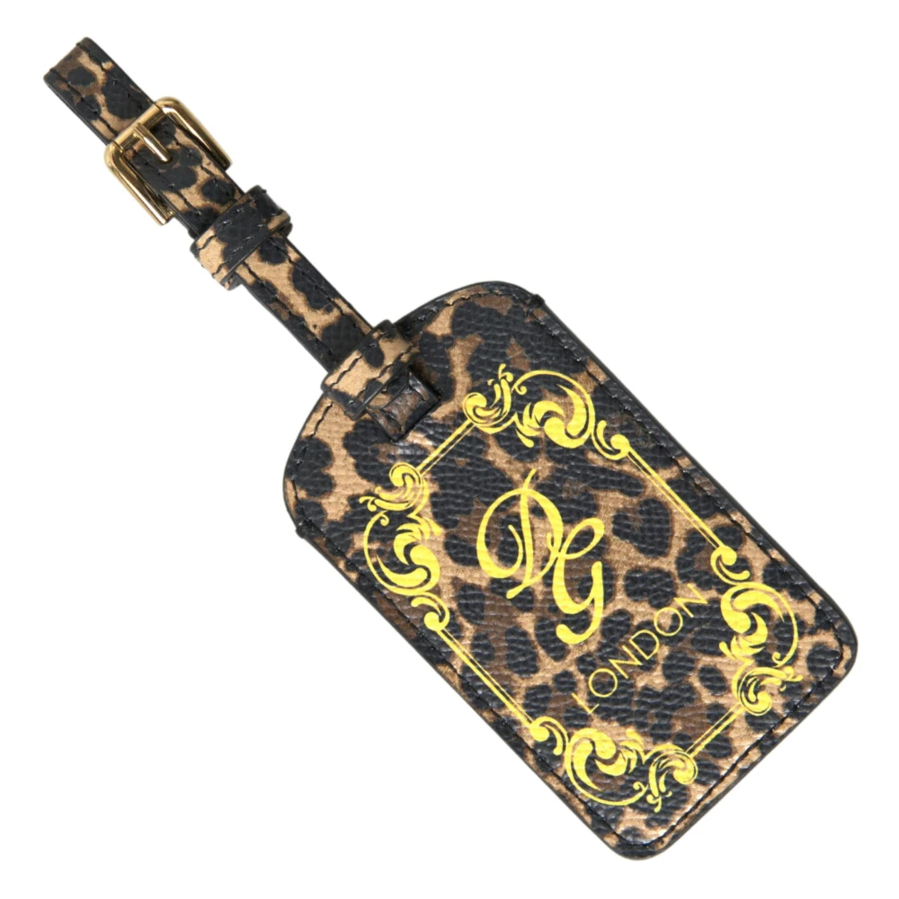 Dolce & Gabbana Luipaard Leren Bagagelabel Multicolor Dames