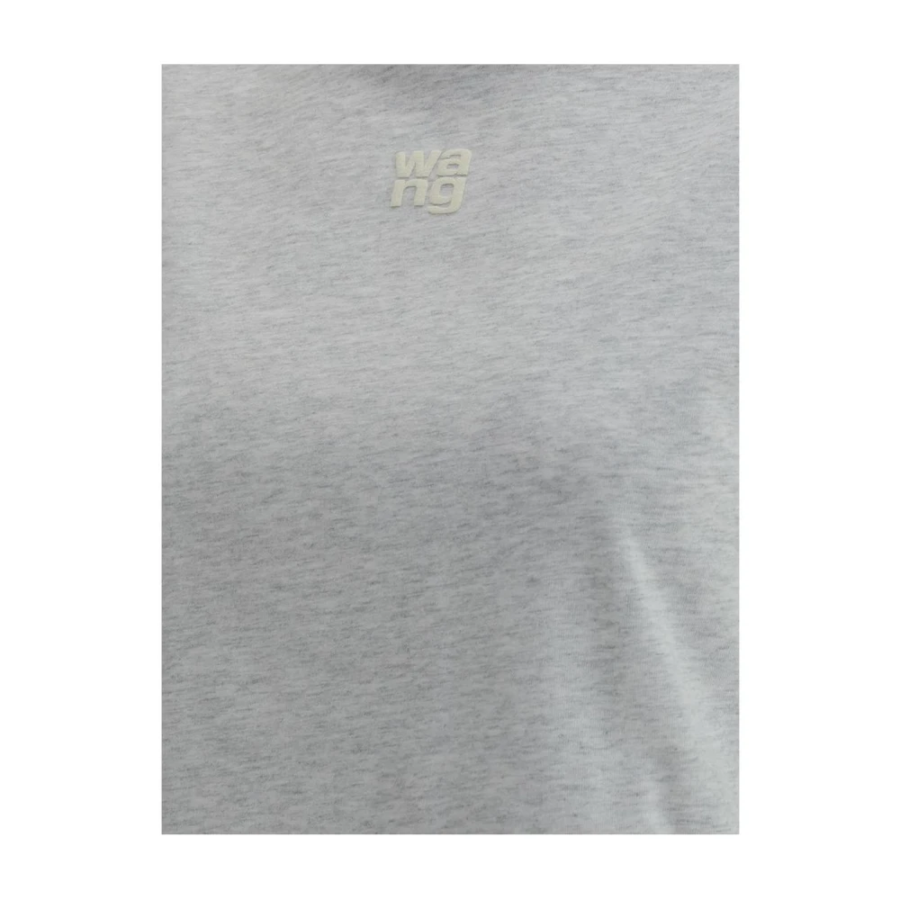 alexander wang Geborduurd Logo Slim Fit Katoenen T-shirt Gray Dames