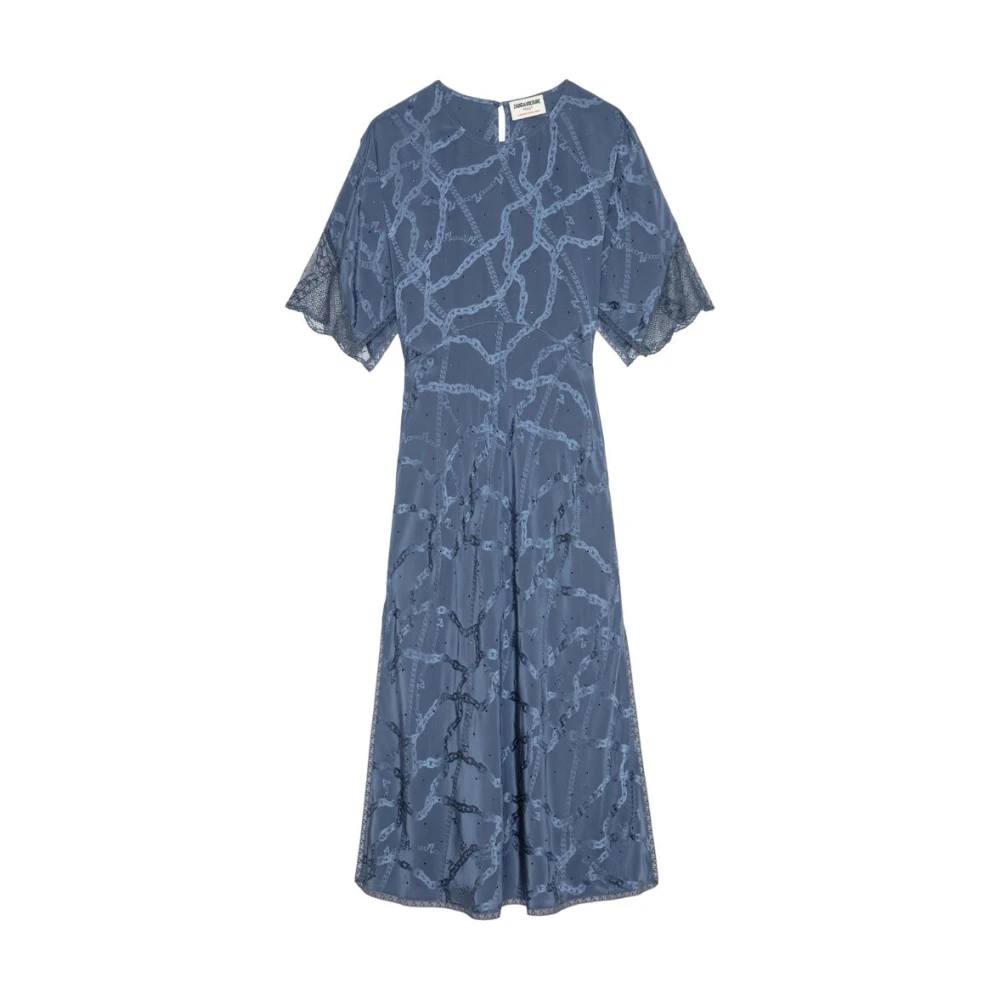 Zadig & Voltaire Navy Blue Rhinestone Chain-link Jurk Blue Dames