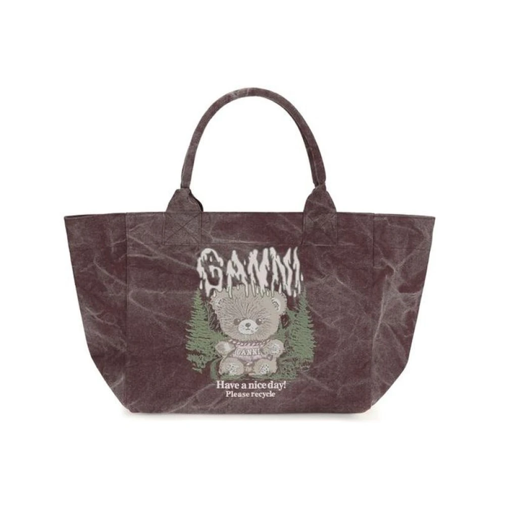 Ganni Donna Viola - Tote Bag In Cotone - Bags - One Size - Immagine 4