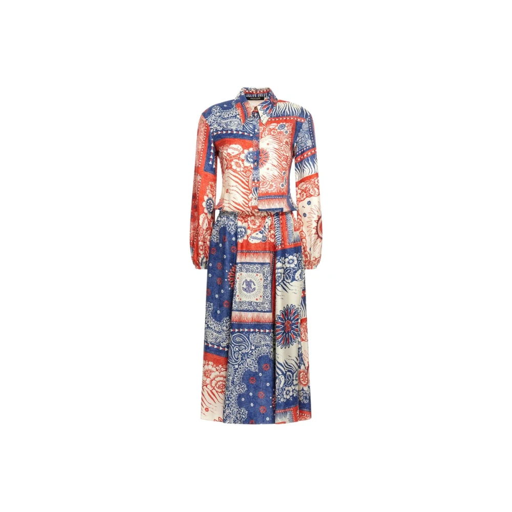 Roberto Cavalli Bandana Patchwork Maxi Jurk Multicolor Dames