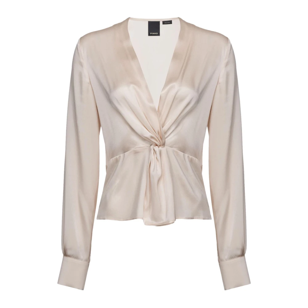 Pinko Women's Beige Soft Satin Silk Blouse